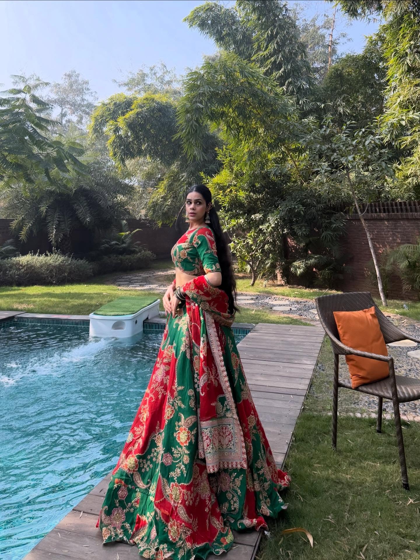 sonpari red and green Heavy Embroidered Lehenga Choli | Bridal & Wedding Wear Lehenga