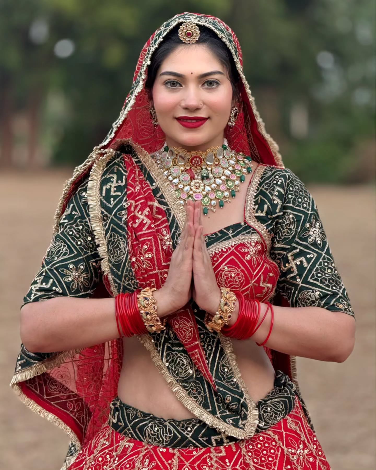 Heavy Red & Green Traditional Embroidered Lehenga | Bridal & Festive Wear |Radhika Boutique