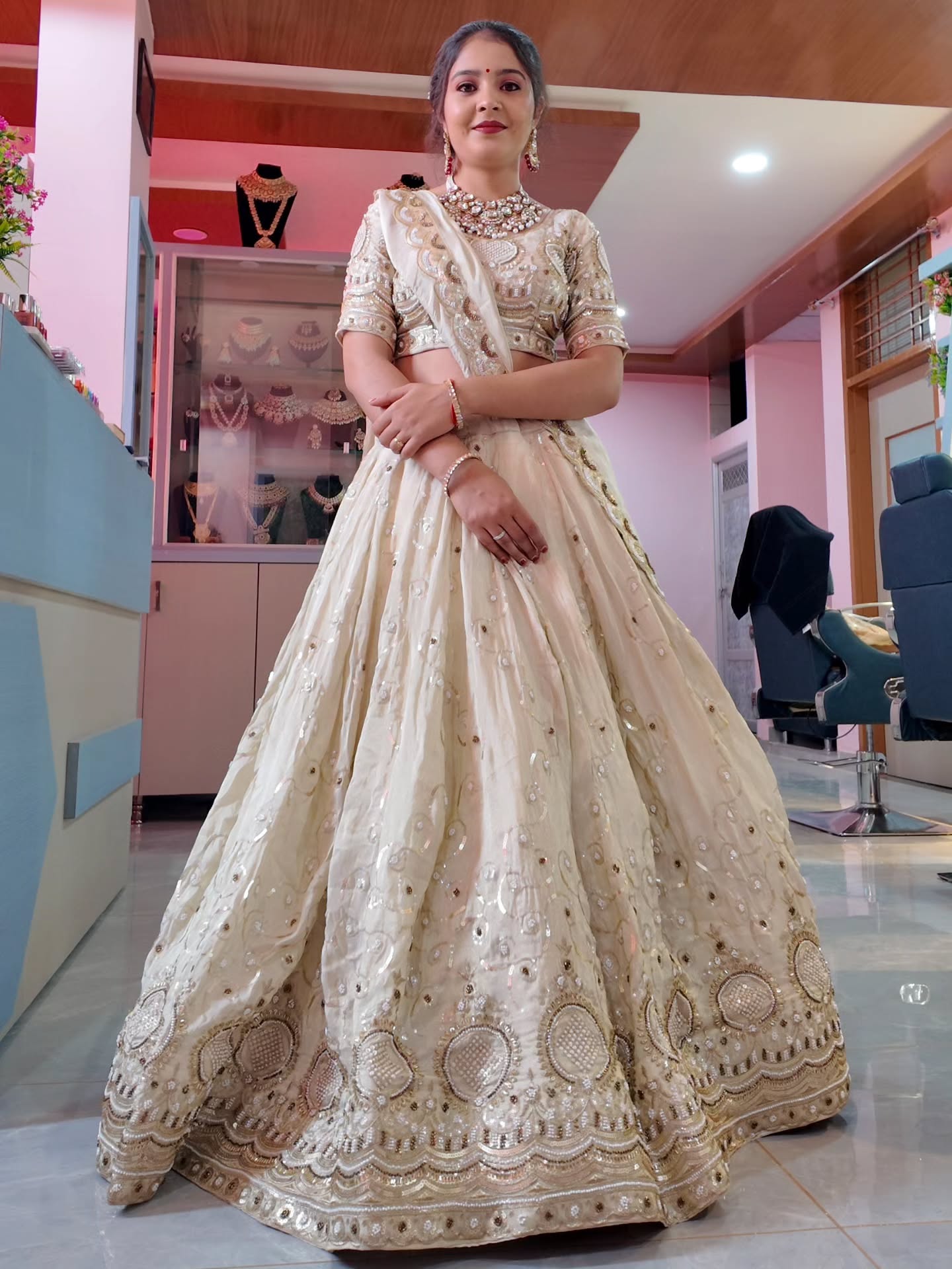 Elegant Cream Handwork Bridal Lehenga | Premium Wedding Wear | Radhika Boutique