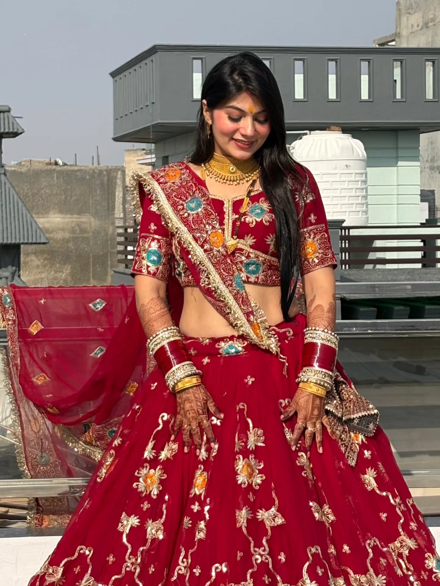 Bridal Red Embroidered Lehenga | Heavy Handwork Wedding Wear | Radhika Boutique