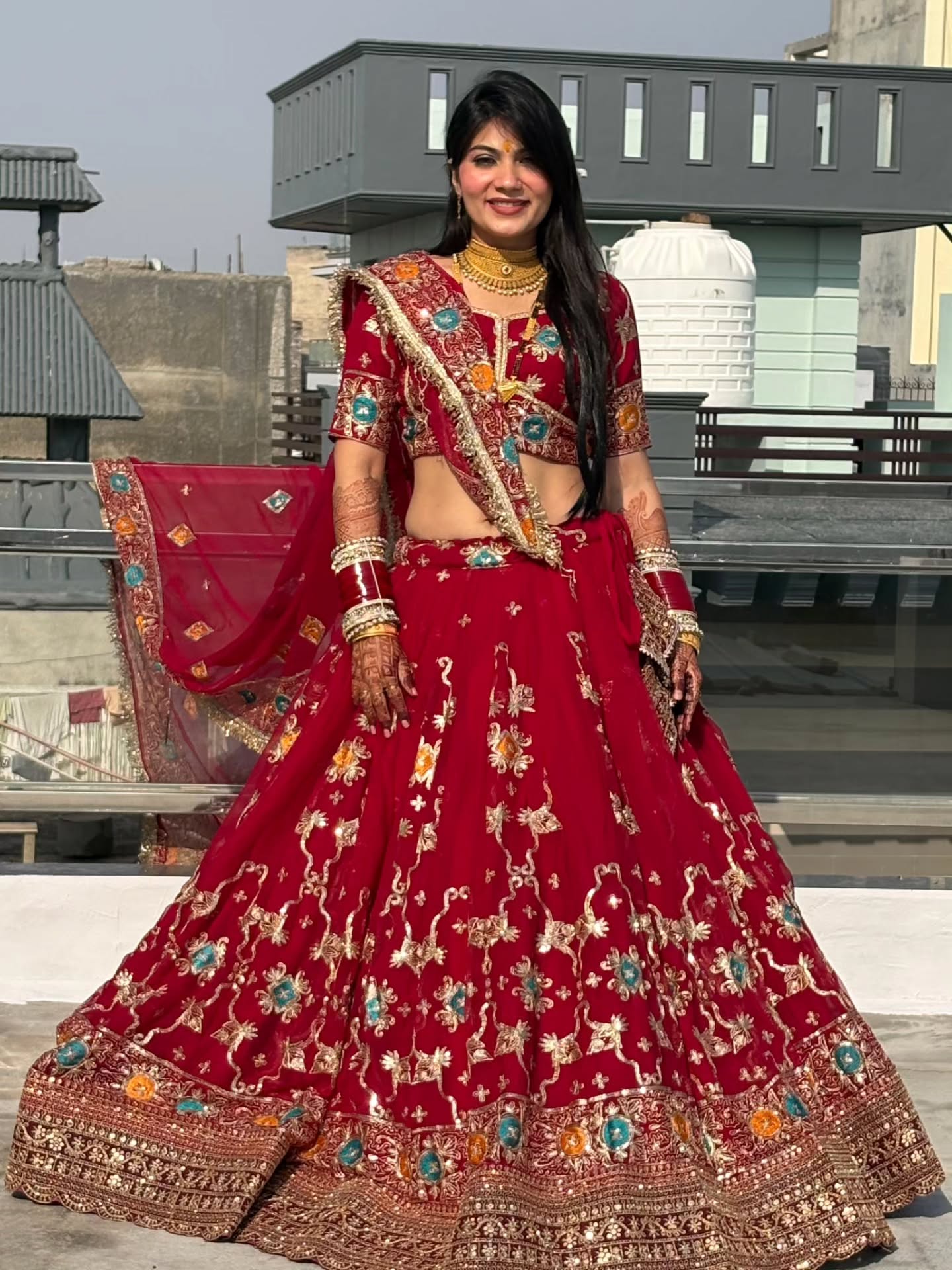 Bridal Red Embroidered Lehenga | Heavy Handwork Wedding Wear | Radhika Boutique