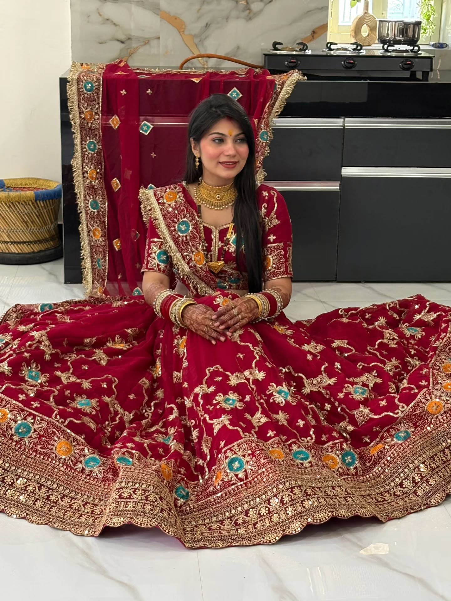 Bridal Red Embroidered Lehenga | Heavy Handwork Wedding Wear | Radhika Boutique