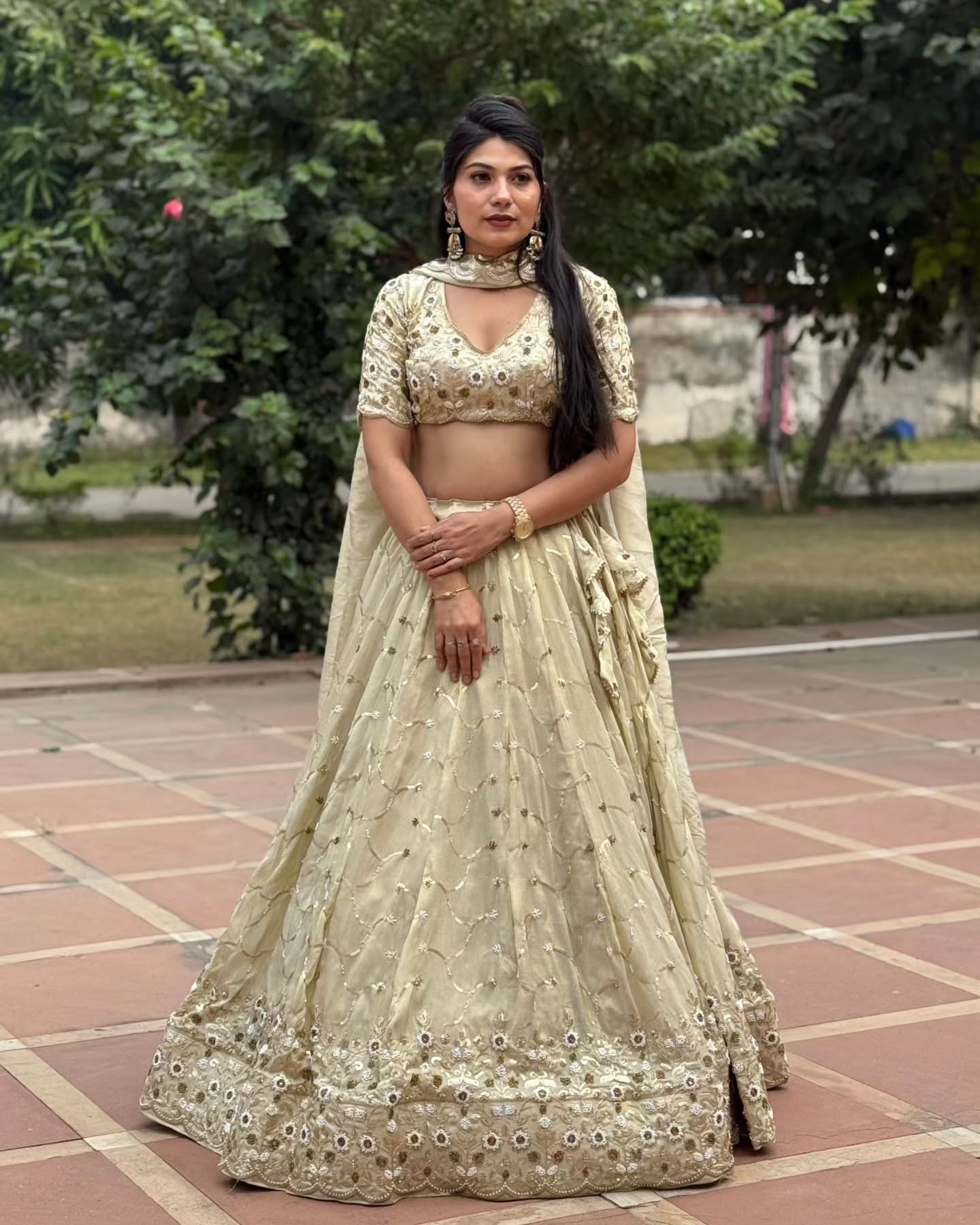 Barbaric Fabric Lehenga with Full Gher  | Radhika Boutique
