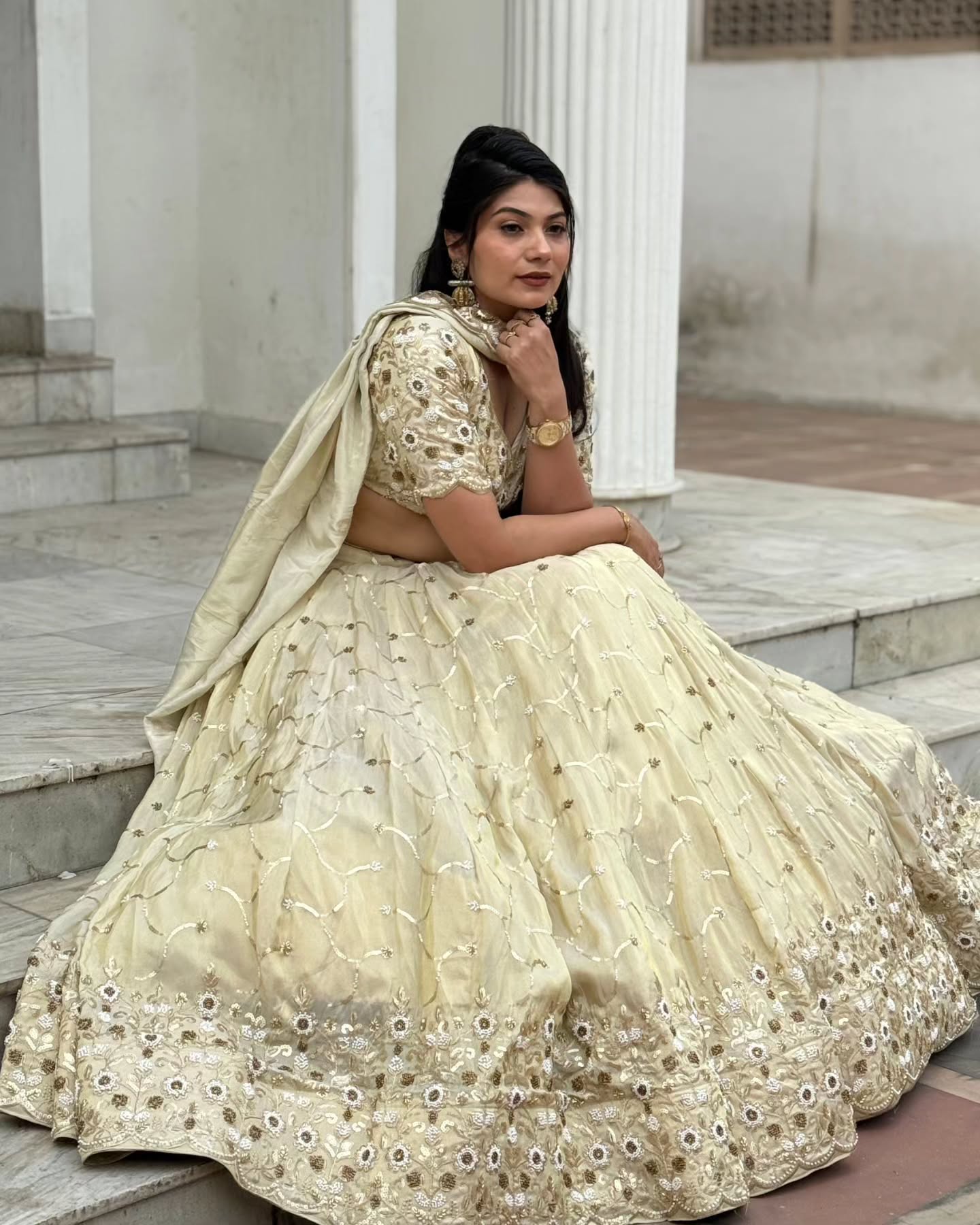 Barbaric Fabric Lehenga with Full Gher  | Radhika Boutique