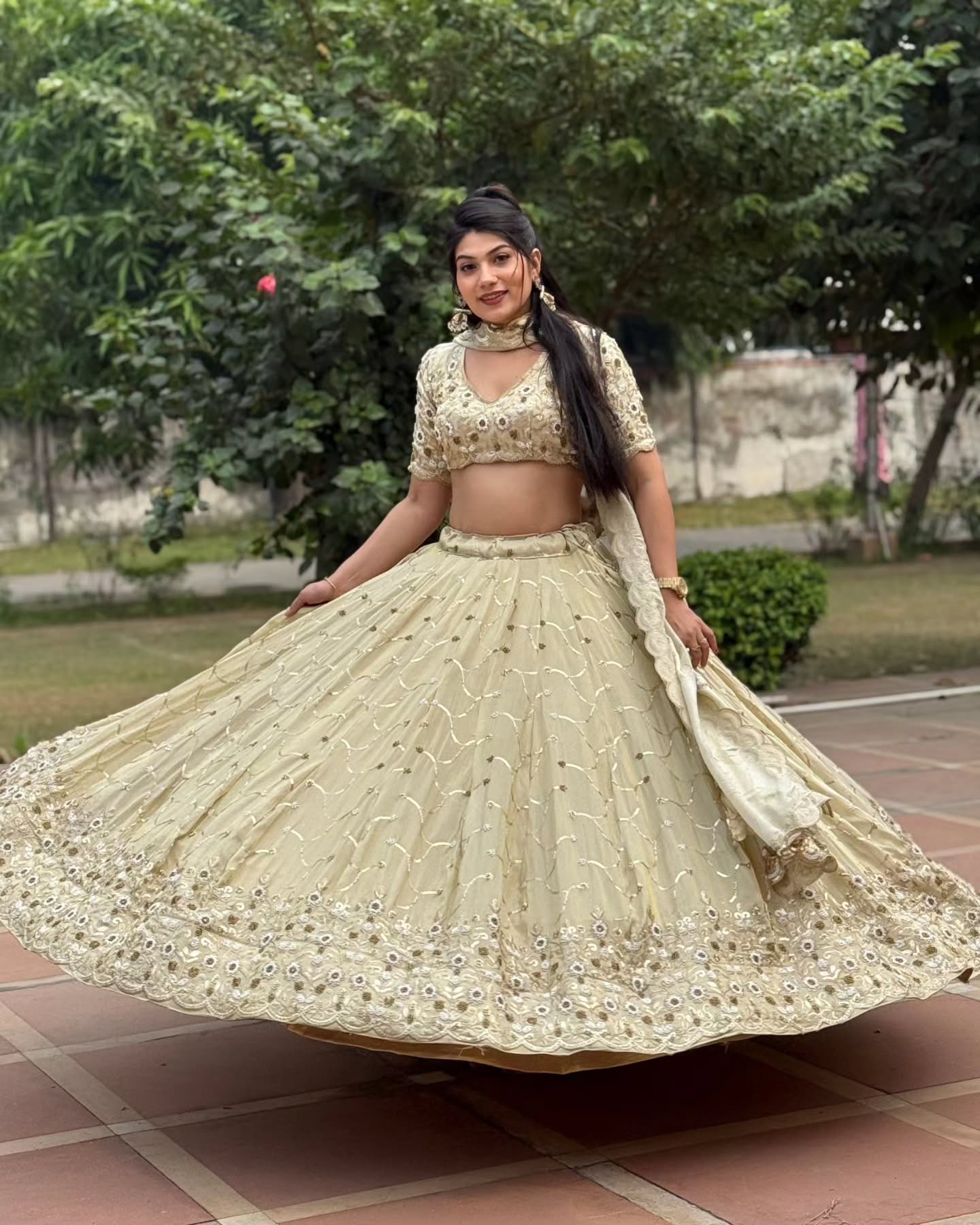Barbaric Fabric Lehenga with Full Gher  | Radhika Boutique