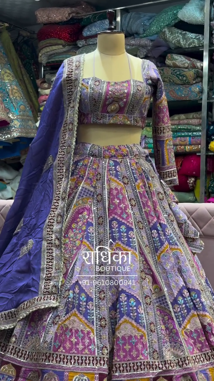 Premium Multi-Color Mirror & Sequin Work Lehenga | Radhika Boutique