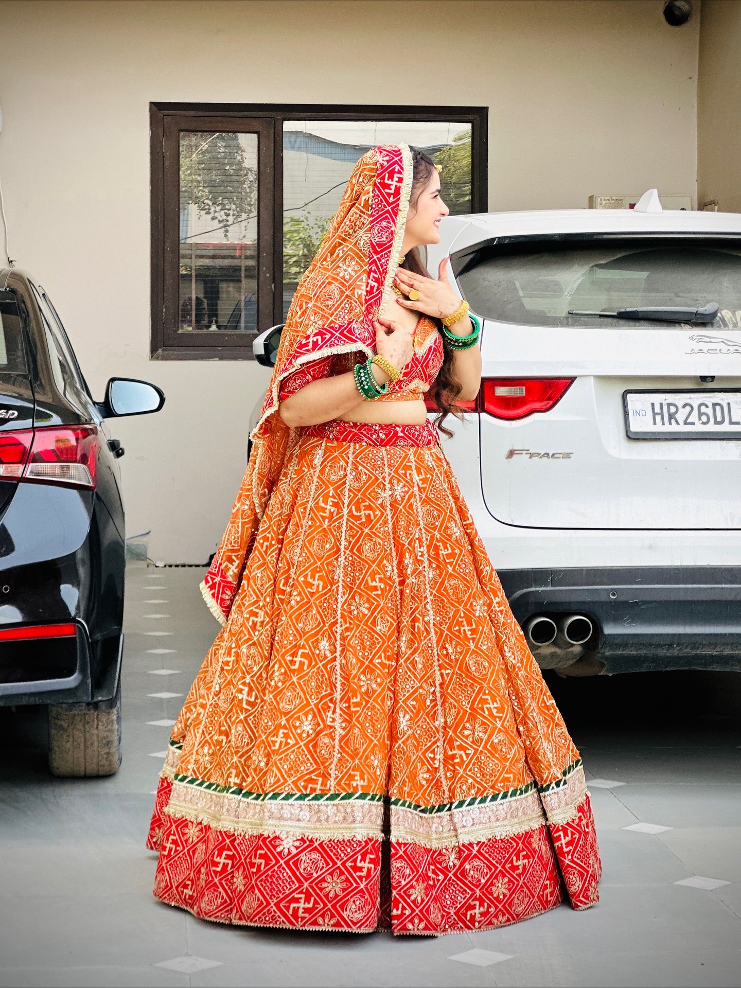 Orange Red Bandhej  Lehenga | Traditional Rajasthani Work | Radhika Boutique