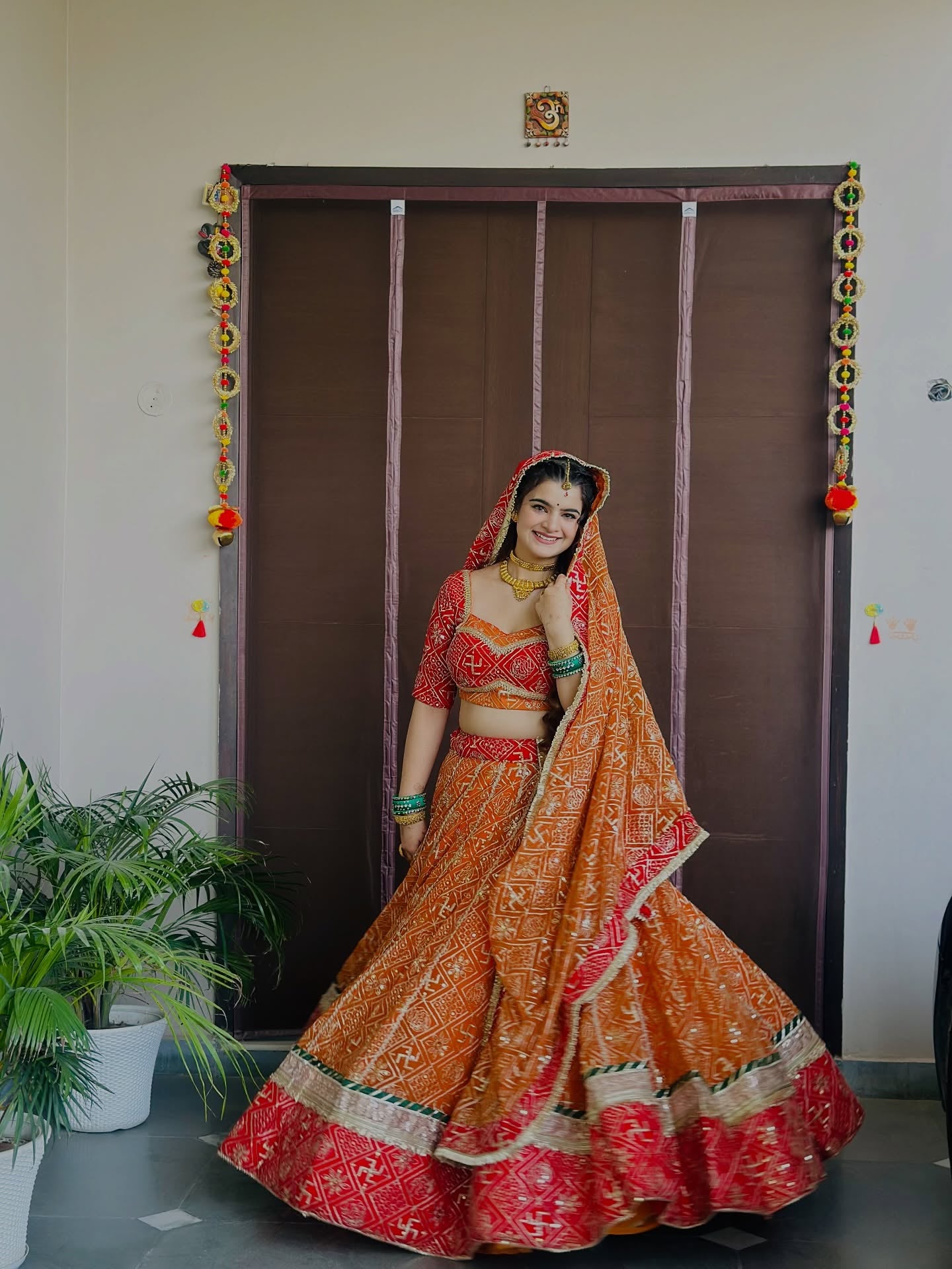 Orange Red Bandhej  Lehenga | Traditional Rajasthani Work | Radhika Boutique