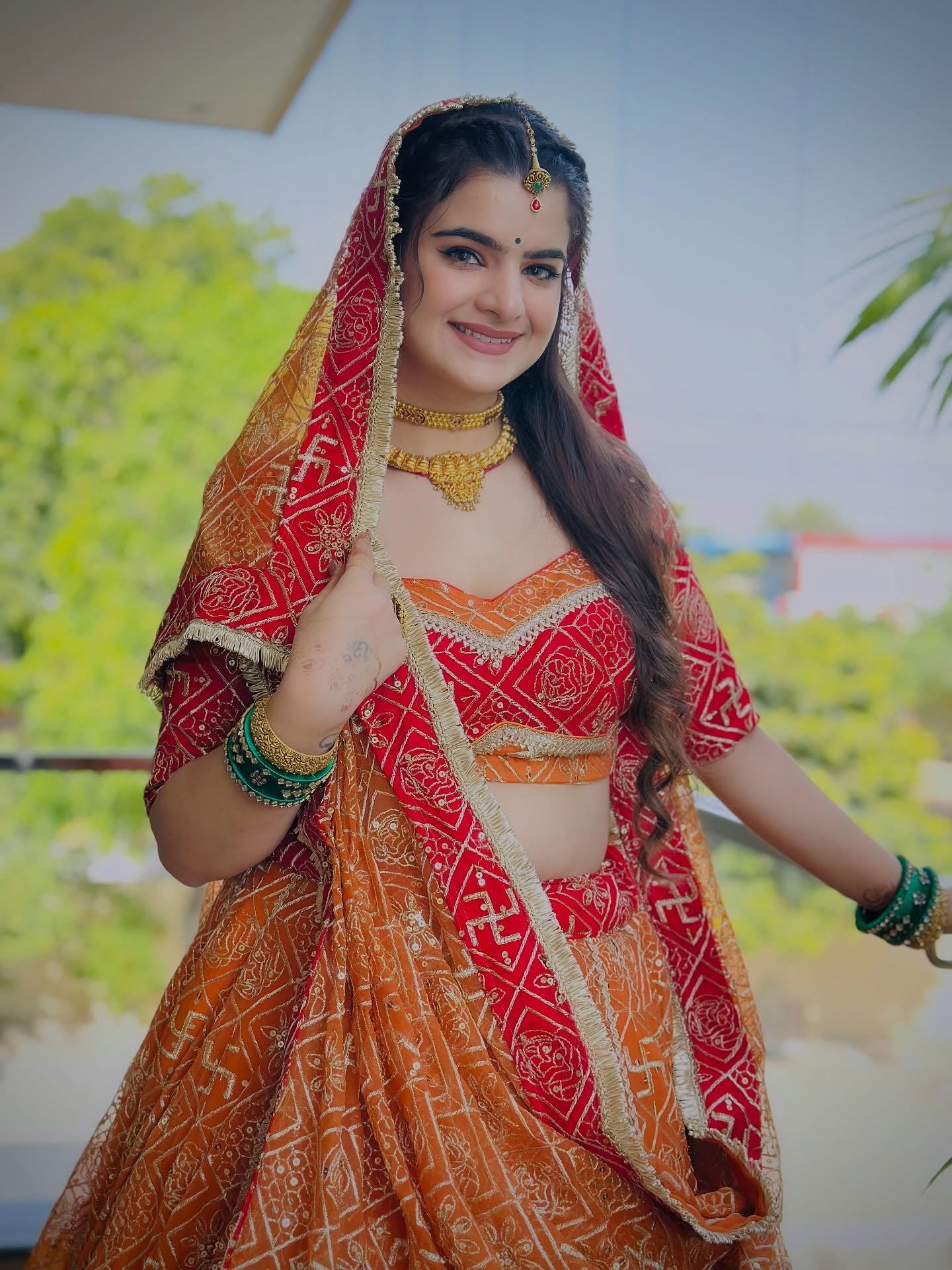Orange Red Bandhej  Lehenga | Traditional Rajasthani Work | Radhika Boutique