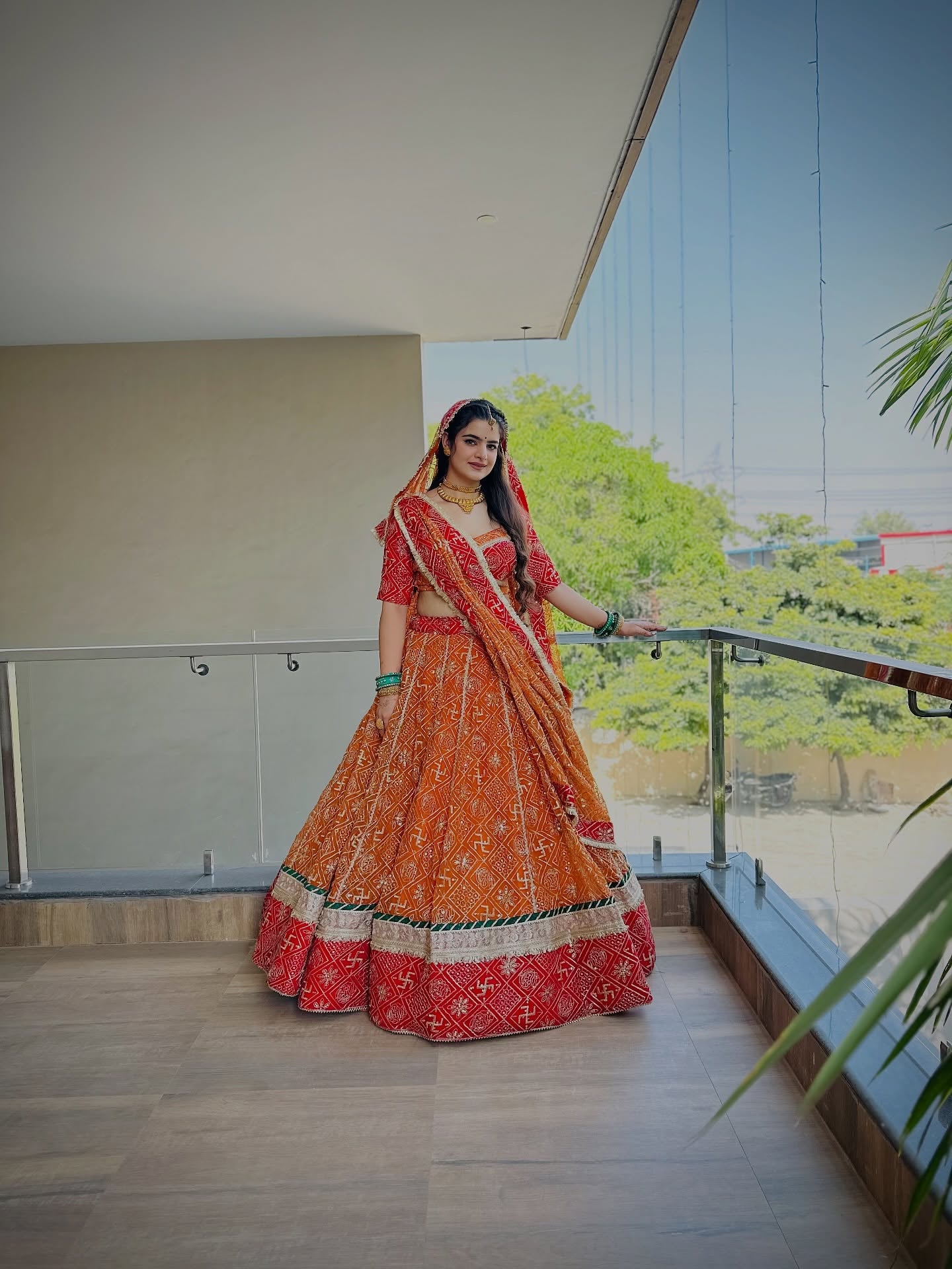 Orange Red Bandhej  Lehenga | Traditional Rajasthani Work | Radhika Boutique