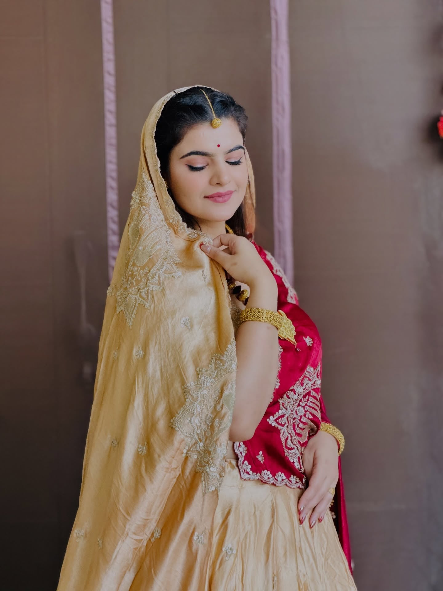 Designer Maroon–Gold Handwork Lehenga for Weddings | Radhika Boutique