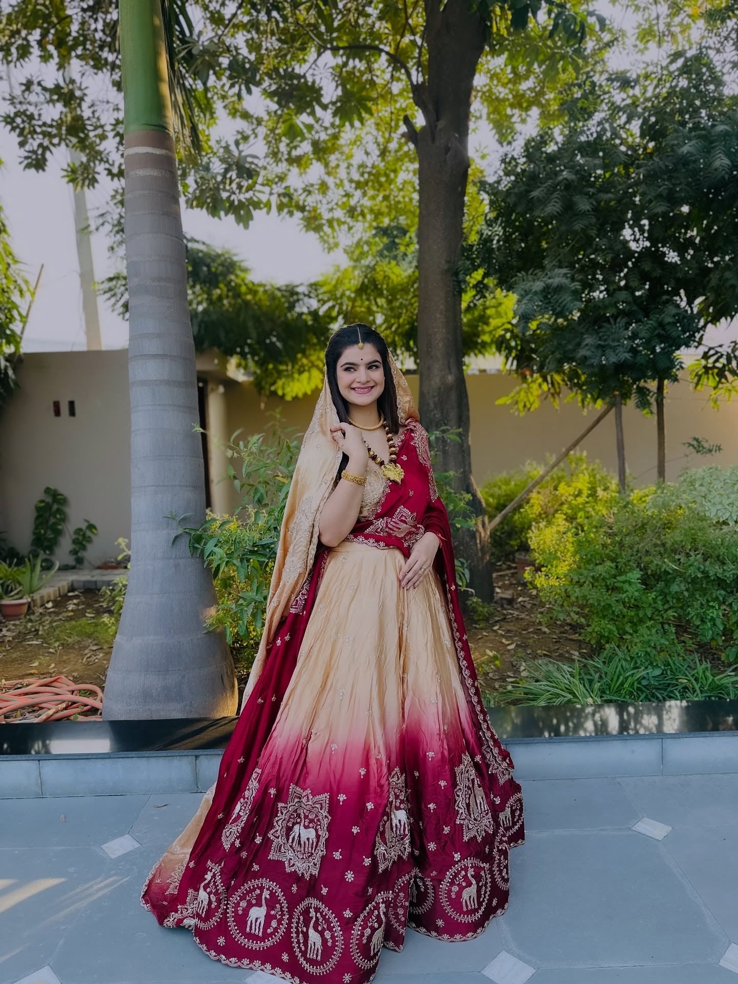 Designer Maroon–Gold Handwork Lehenga for Weddings | Radhika Boutique