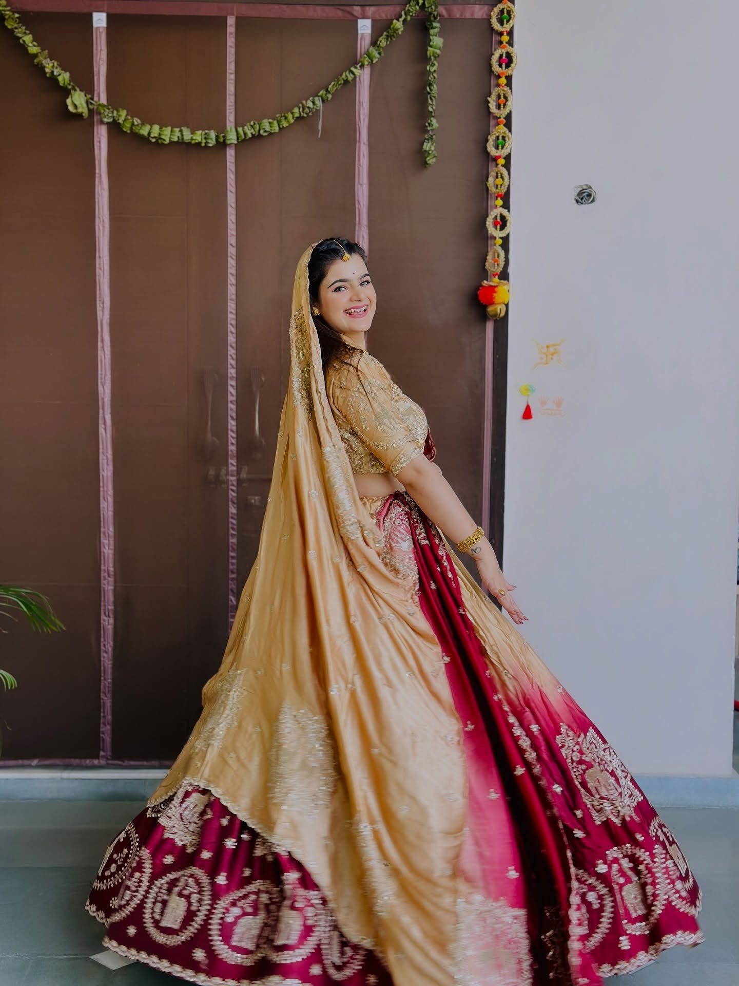 Designer Maroon–Gold Handwork Lehenga for Weddings | Radhika Boutique