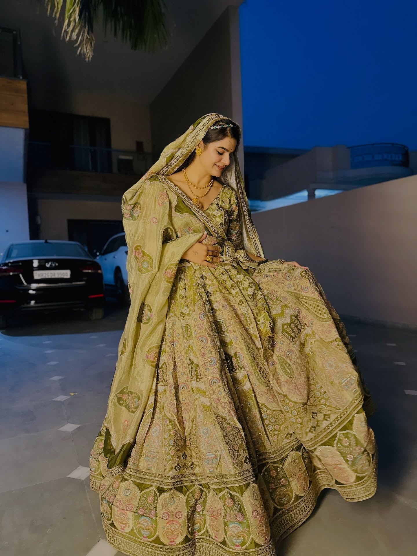 Pastel Green Heavy Pittan Work Lehenga  | Radhika Boutique