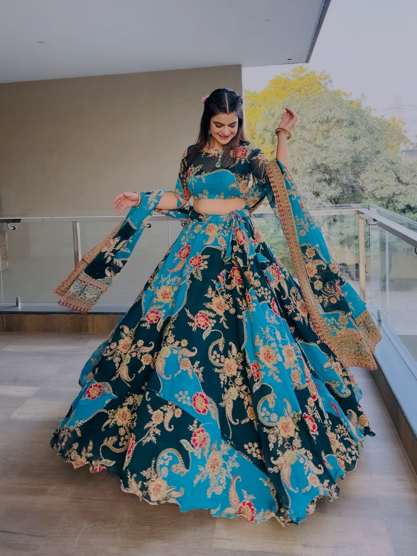 Sonpari Design Lehenga | Premium Blue Embroidered Bridal & Wedding Wear| Radhika Boutique