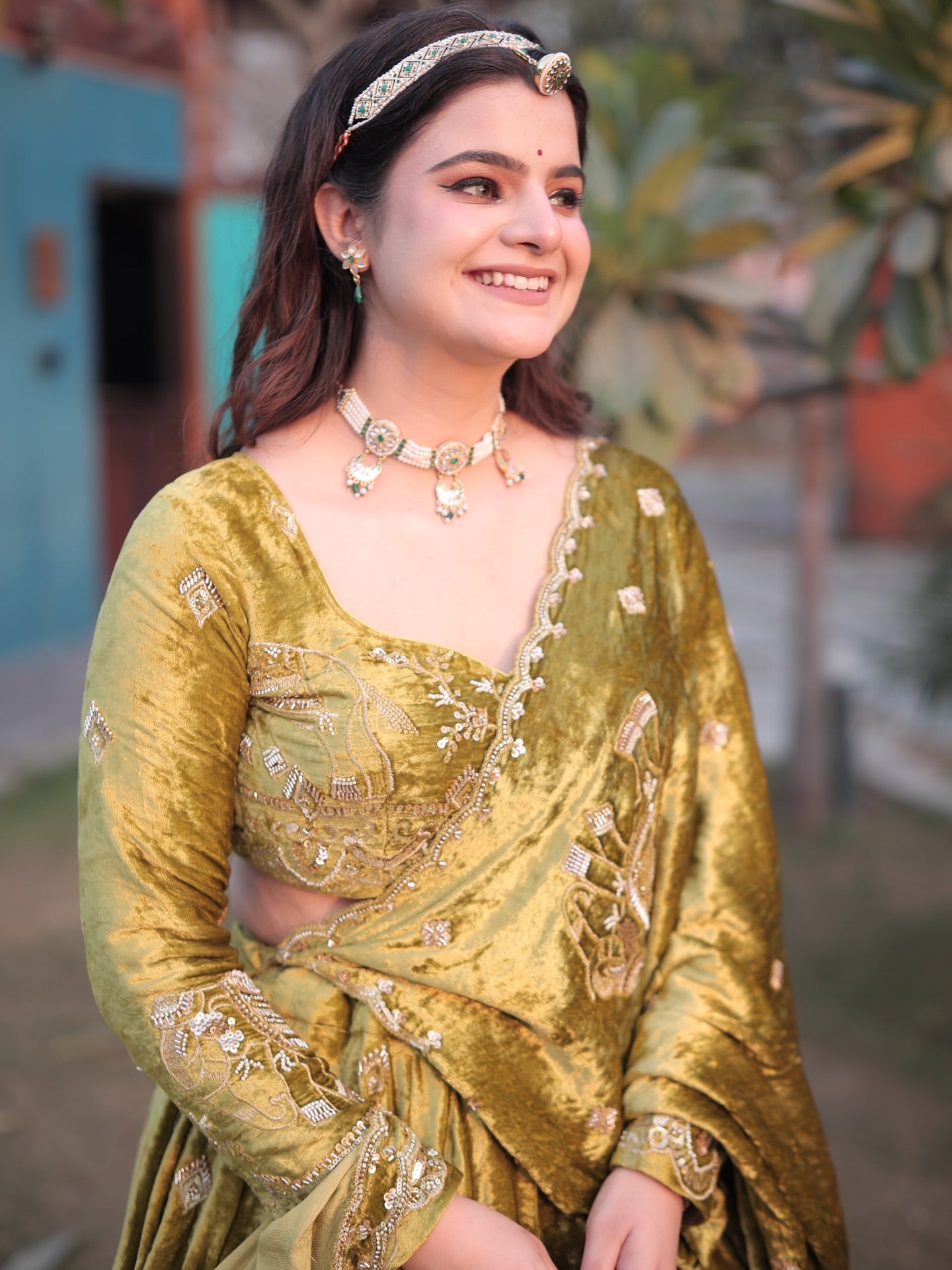SAIYARA Green Velvet Designer Lehenga | Royal Look with Heavy Handwork & Flare
