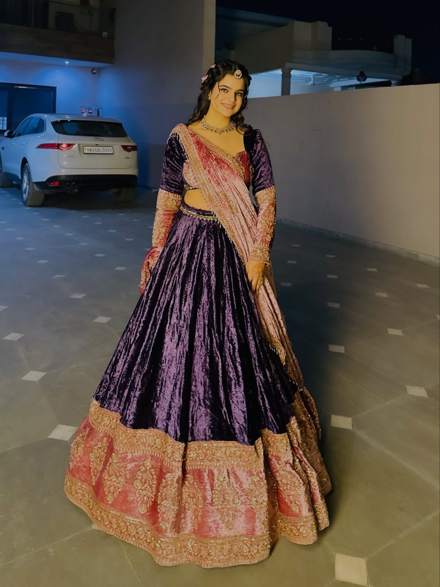 Parineeta Twirl Queen Edit Lehenga – Velvet & Crepe with Heavy Can-Can