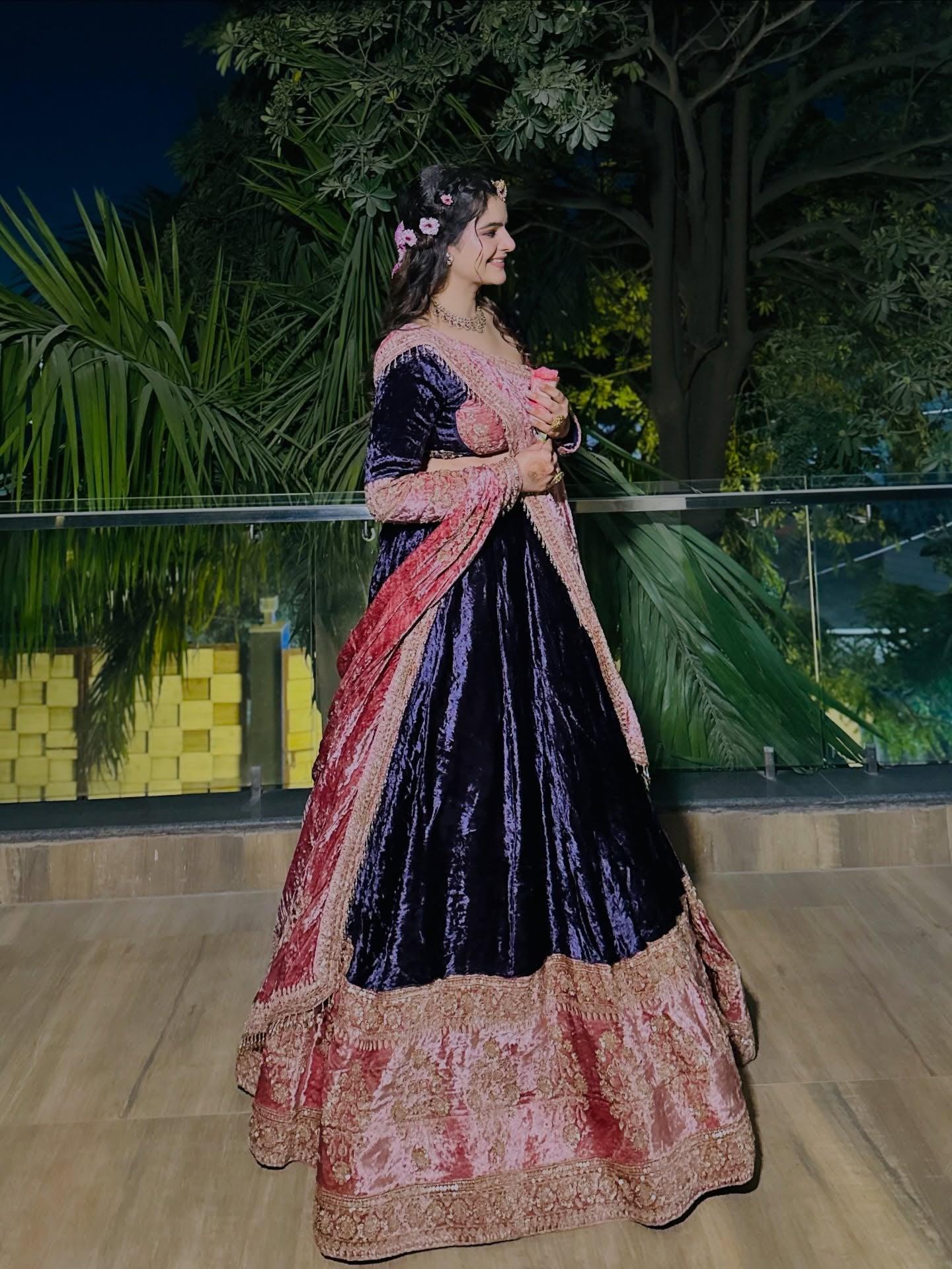 Parineeta Twirl Queen Edit Lehenga – Velvet & Crepe with Heavy Can-Can