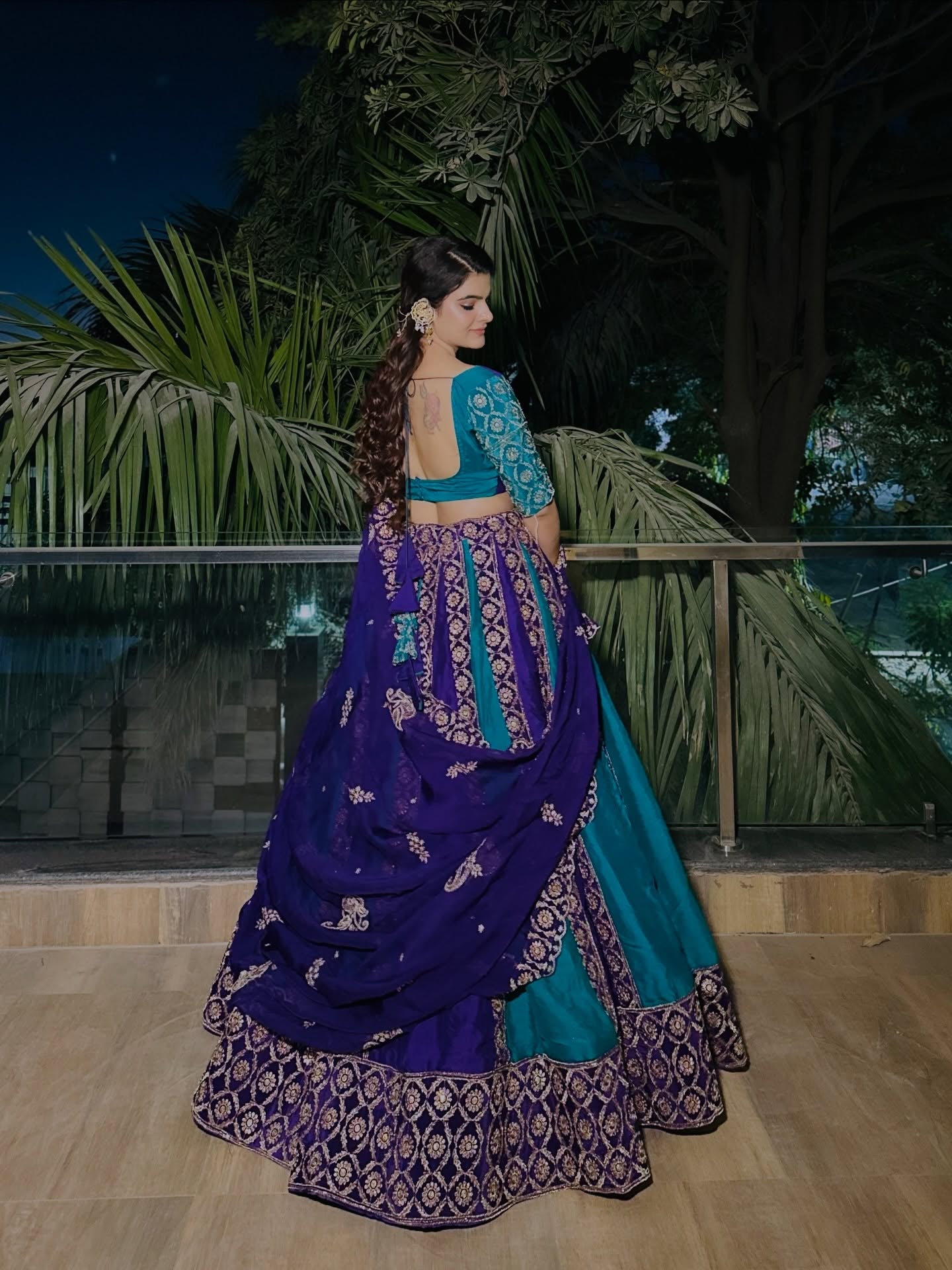 Patola Designer Blue & Teal Lehenga with Embroidery for Wedding Wear